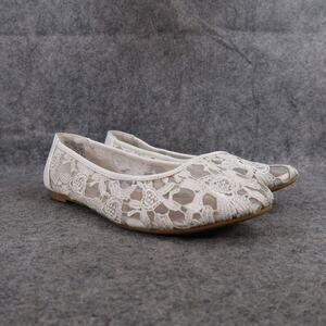 GreatonU Shoes Womens 7.5 Ballet Flat Slip On Lace Crochet White Classic Fashion